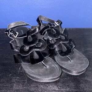 Donald J. Pliner Golds 1919 Black Patent Leather Sandals Size 10